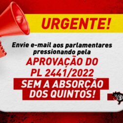 Envie e-mail aos parlamentares pressionando pela aprovação do PL 2441/2022 sem absorção dos quintos!
