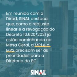Em reunião com a Dirad, SINAL requer apoio a demandas específicas junto ao governo
