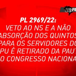 PL 2969/22: veto ao NS e a não absorção dos quintos para os servidores do MPU é retirado da pauta do Congresso Nacional
