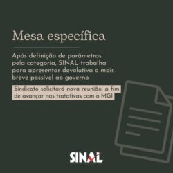 SINAL trabalha para envio célere de contraproposta ao governo