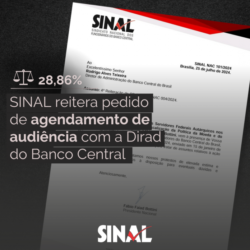 SINAL reitera à Dirad pedido de audiência para tratar de 28,86%