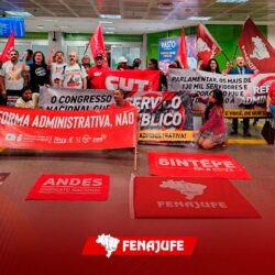 Fenajufe participa de mobilização no aeroporto de Brasília contra o desmonte do serviço público