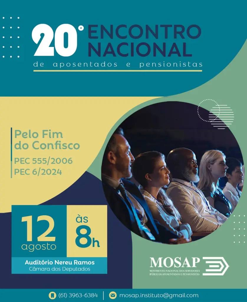 Sindireceita convida seu filiados aposentados, aposentadas e pensionistas para o 20º Encontro Nacional do Instituto Mosap